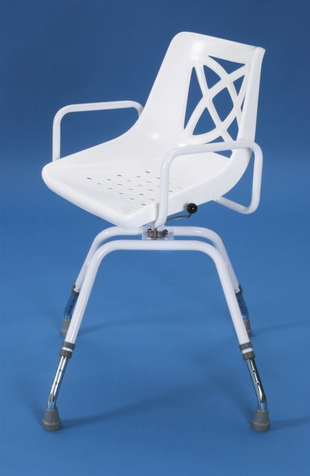 Adjustable Swivel Shower Chair With Perforated Seat 1