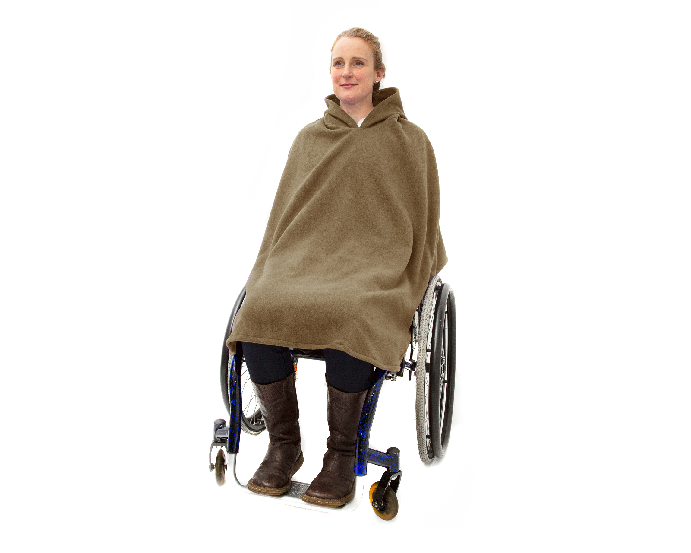 Women's Fleece Hooded Wheelchair Poncho 1