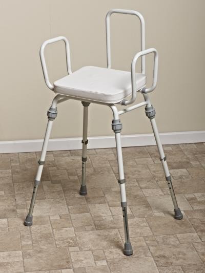 NRS Healthcare Compact Perching Stool with Arms and Back - Blue 1