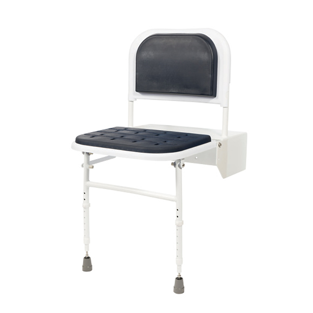 Padded Shower Seat with Backrest in Stainless Steel 1