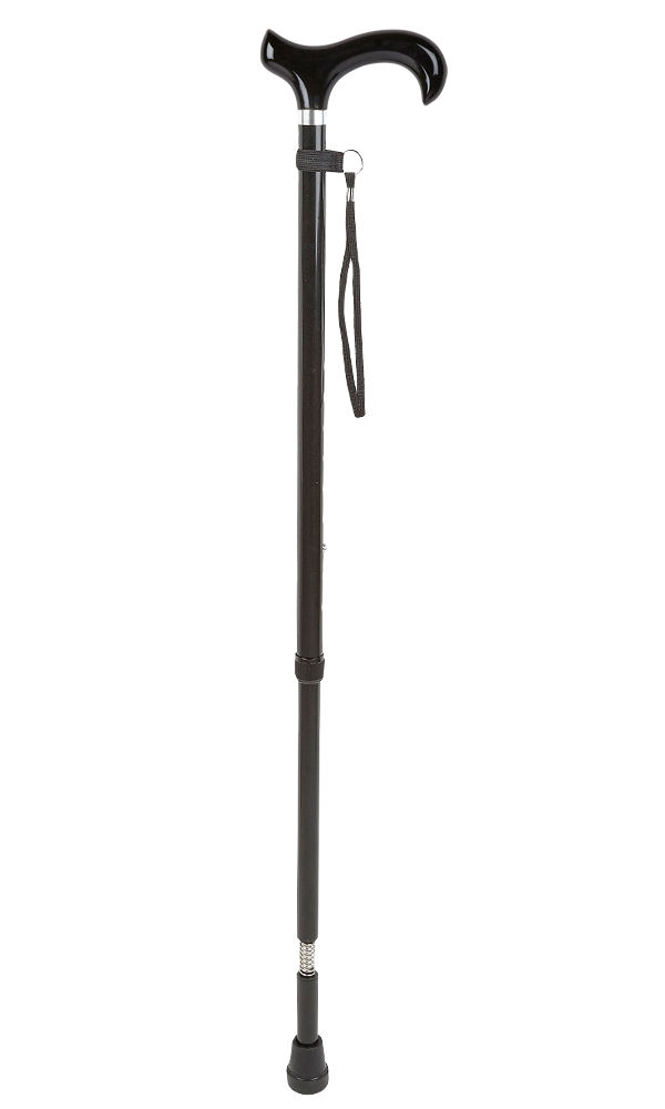 Adjustable Height Derby Handled Walking Stick With Shock Absorber