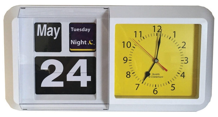 Large Day Night Flip Calendar Clock